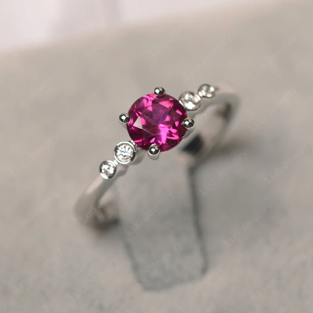 Ruby Ring Round Cut Engagement Ring