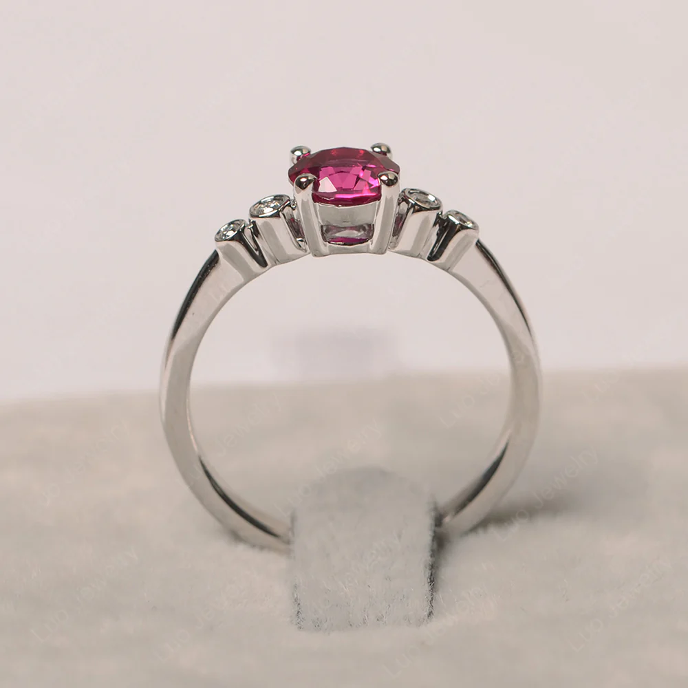 Ruby Ring Round Cut Engagement Ring - Image 2