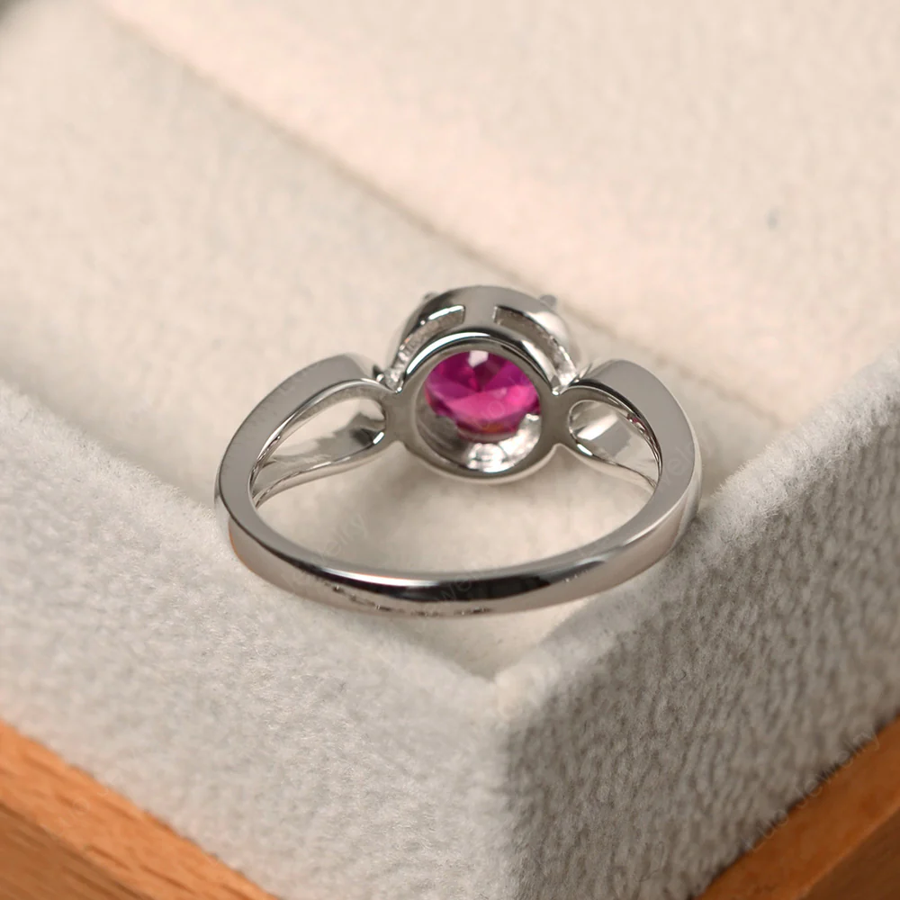 Ruby Halo Engagement Ring Split Shank - Image 3