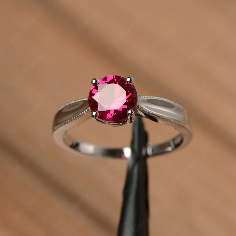 Ruby Round Solitaire Engagement Ring