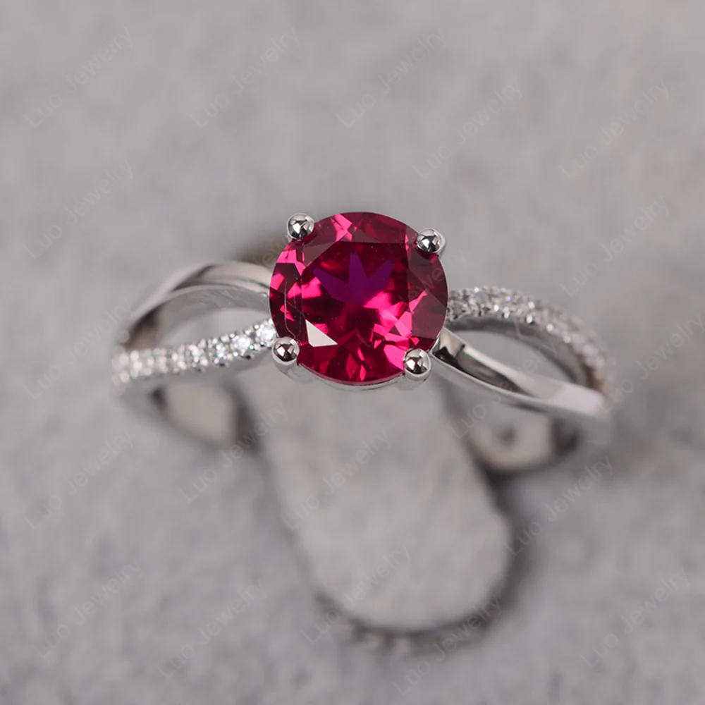 Ruby Ring Split Shank Engagement Ring