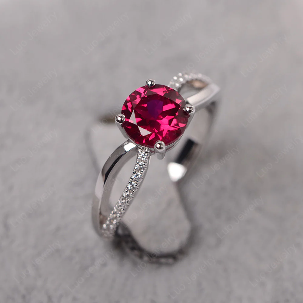 Ruby Ring Split Shank Engagement Ring - Image 2