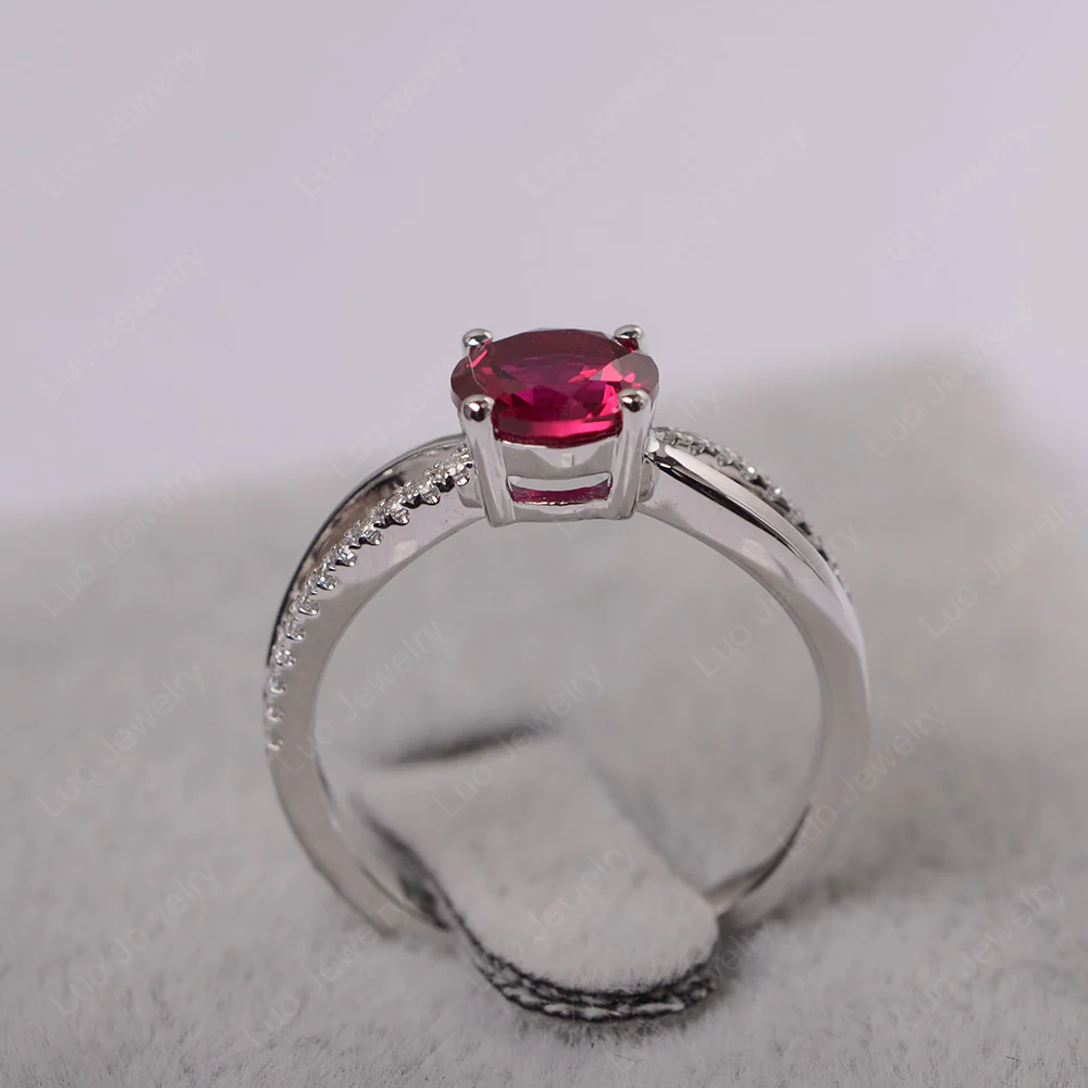 Ruby Ring Split Shank Engagement Ring - Image 3