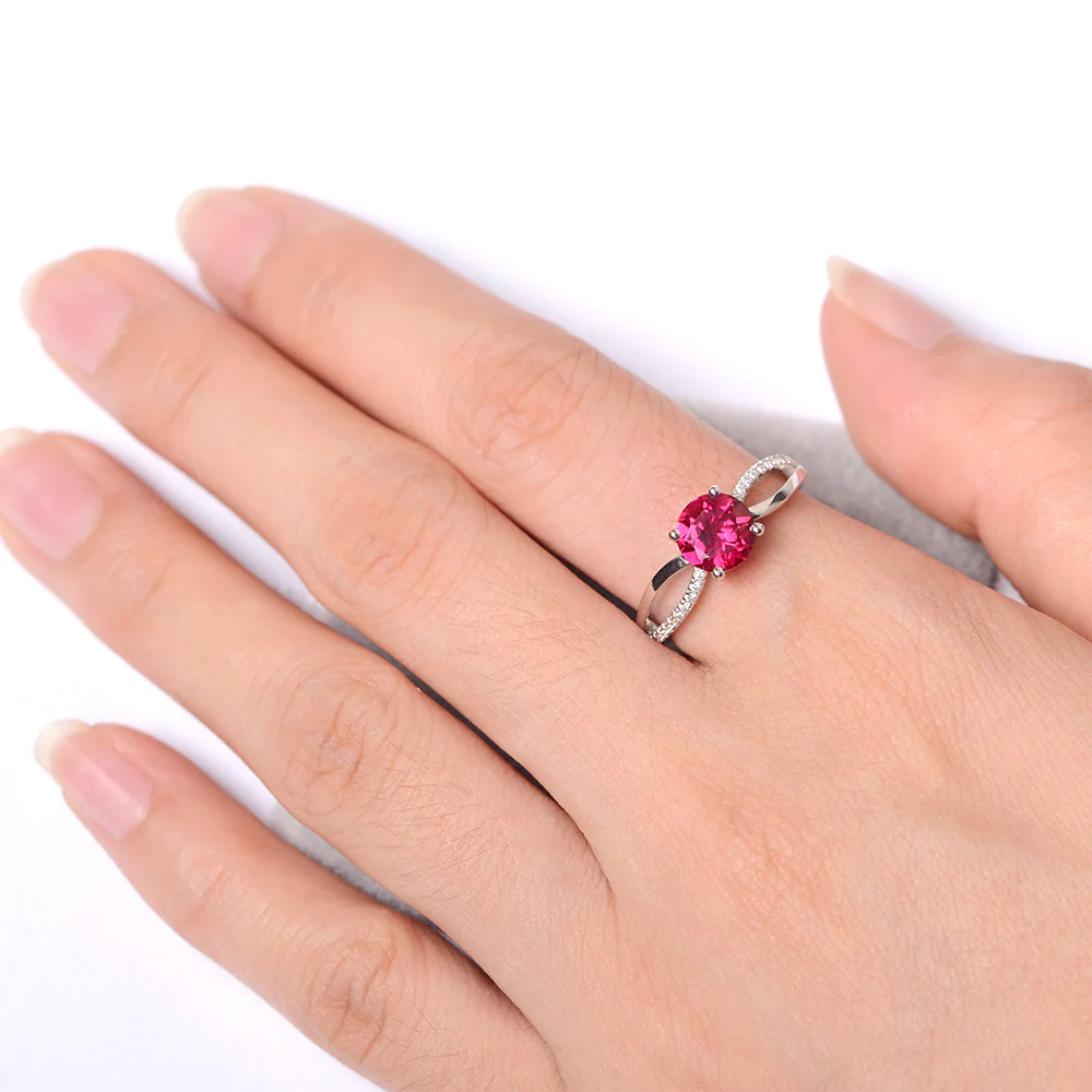 Ruby Ring Split Shank Engagement Ring - Image 4