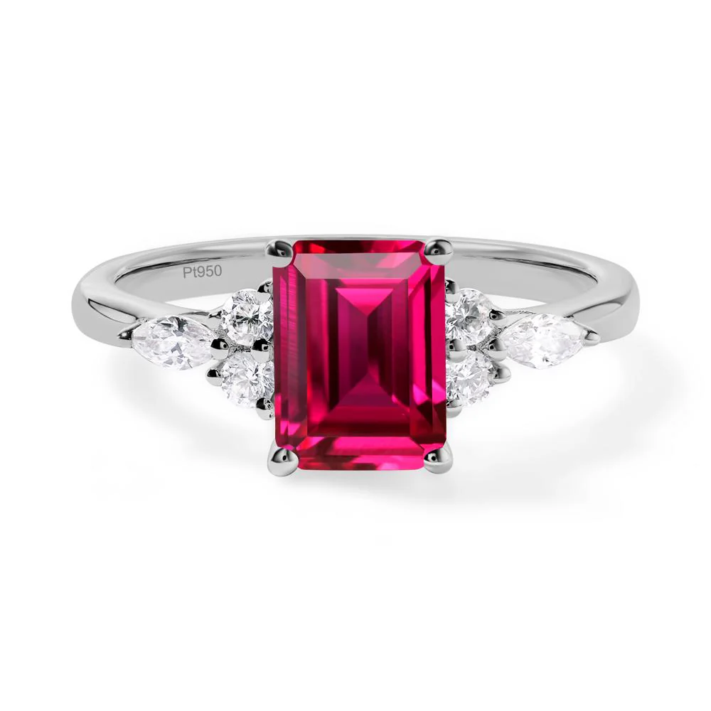 Simple Emerald Cut Ruby Ring