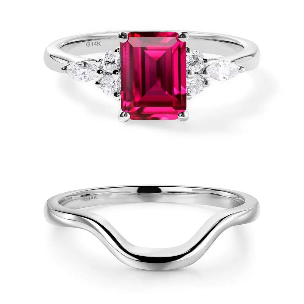 Simple Emerald Cut Ruby Ring - Image 13