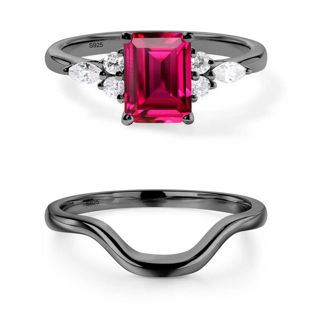 Simple Emerald Cut Ruby Ring - Image 19