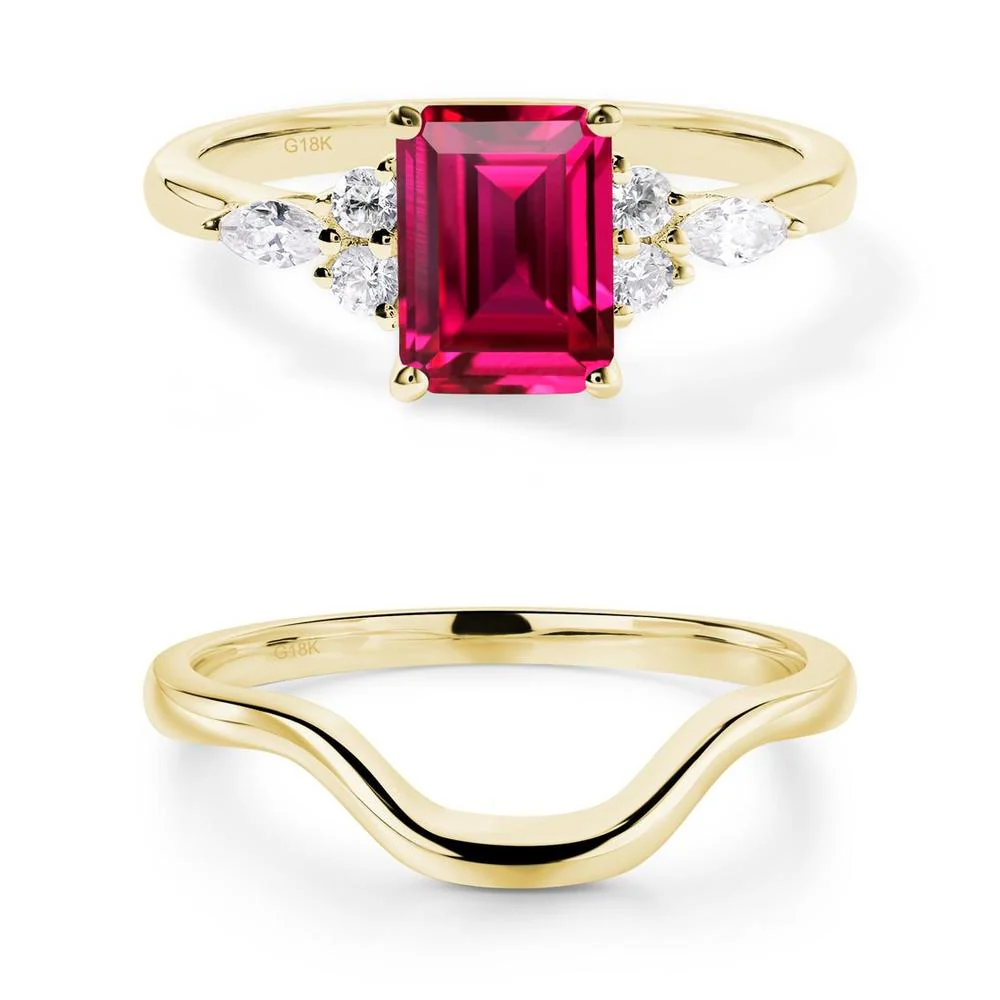 Simple Emerald Cut Ruby Ring - Image 23