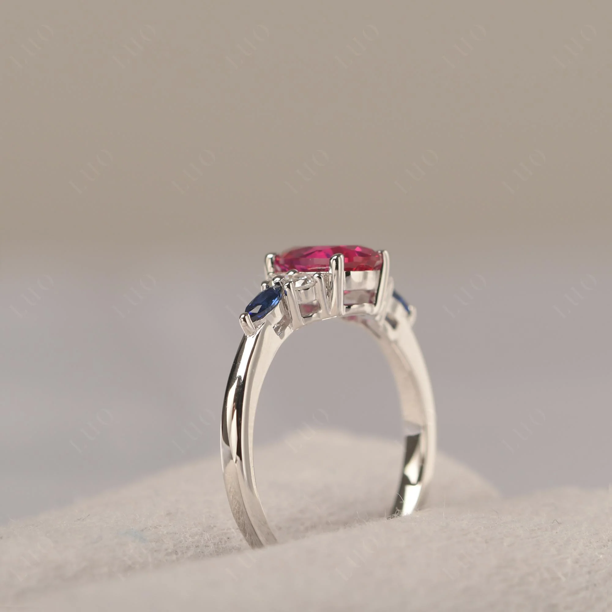 Simple Oval Ruby Engagement Ring - Image 32