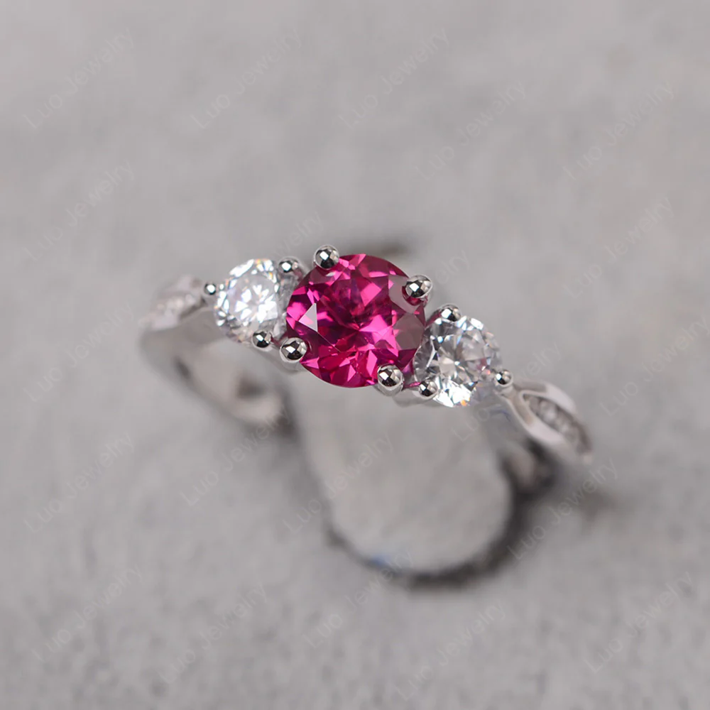 Ruby Three Stone Engagement Ring