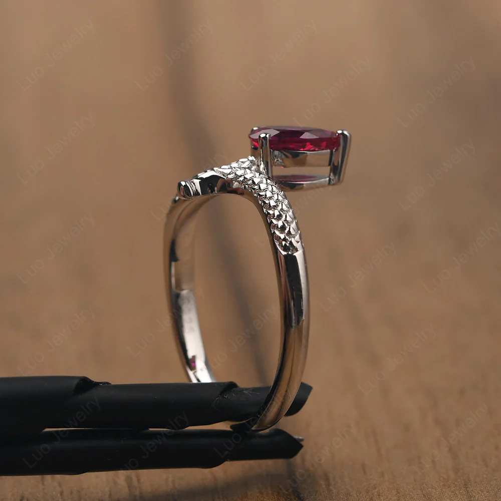 Pear Shaped Ruby Snake Ring - Image 5