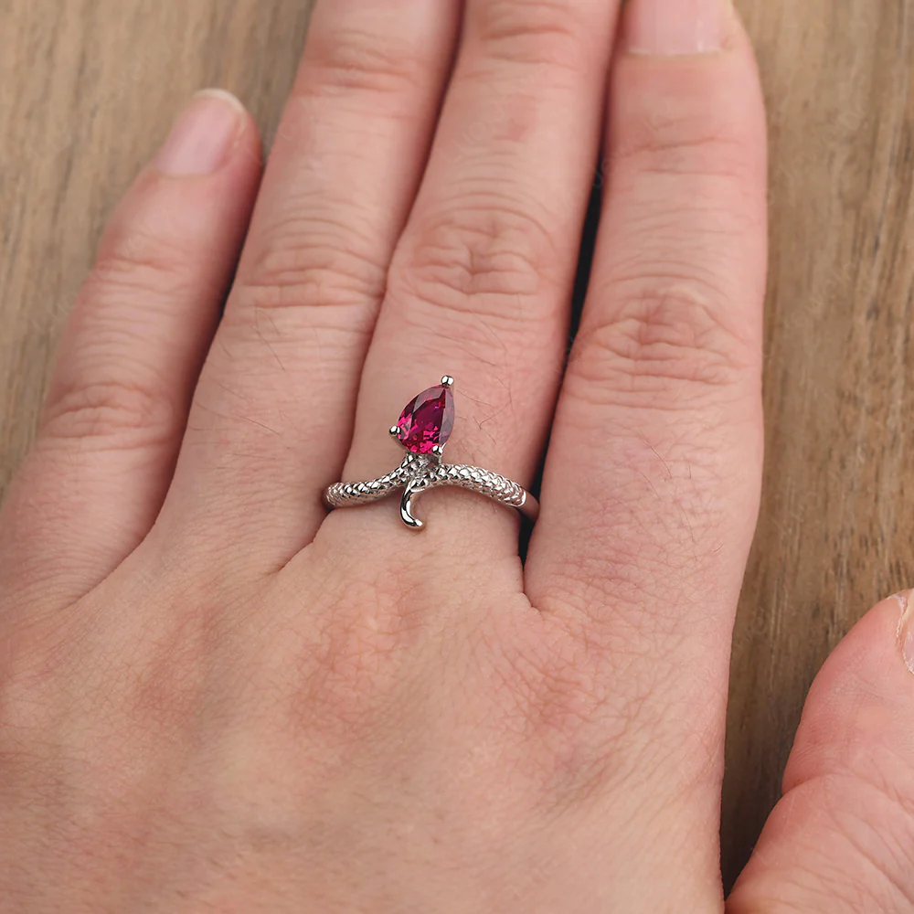 Pear Shaped Ruby Snake Ring - Image 6