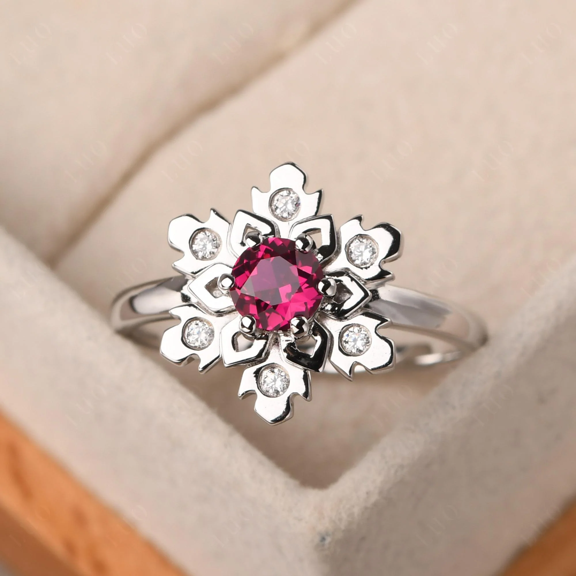 Ruby Snowflake Engagement Ring - Image 10
