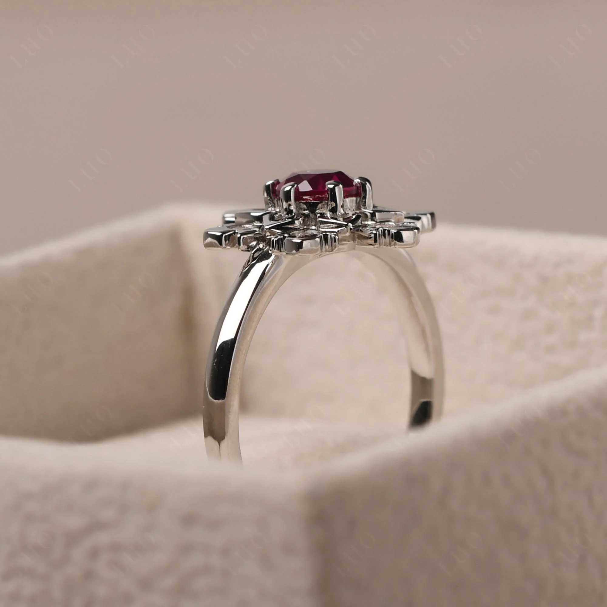 Ruby Snowflake Engagement Ring - Image 13