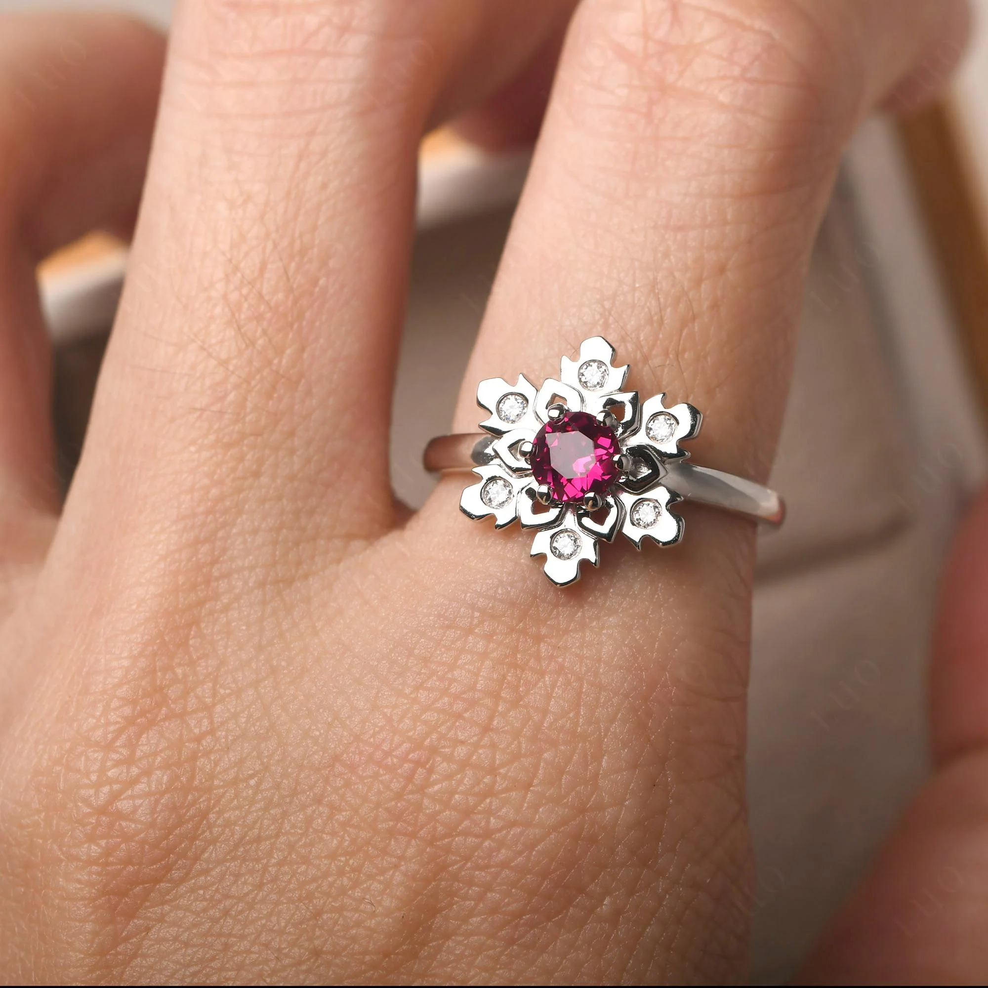 Ruby Snowflake Engagement Ring - Image 14