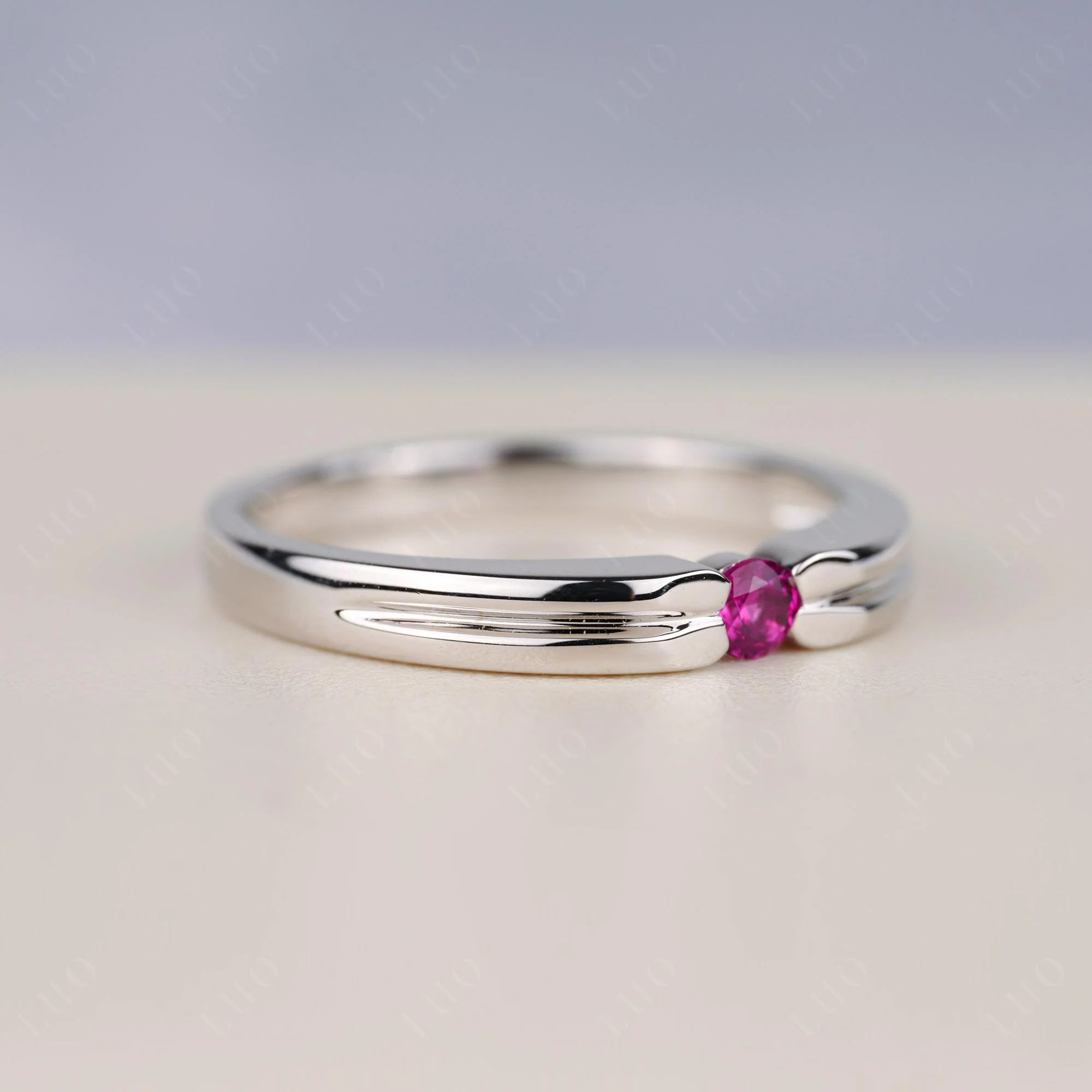 Ruby Solitaire Band Ring - Image 2