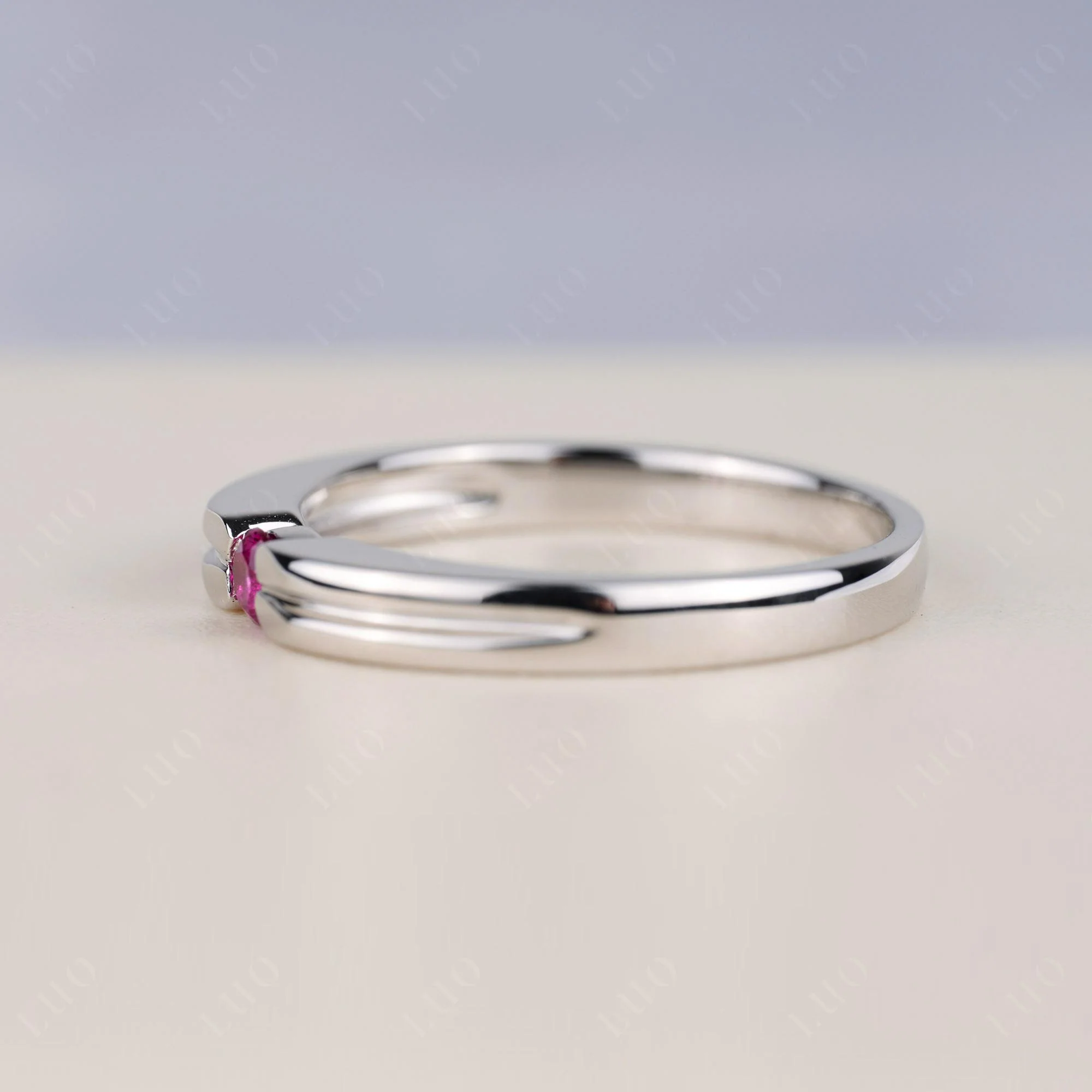 Ruby Solitaire Band Ring - Image 3
