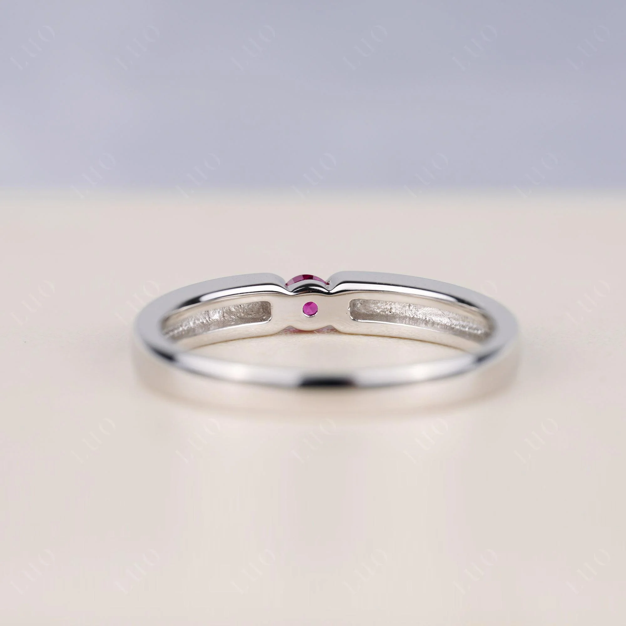 Ruby Solitaire Band Ring - Image 4