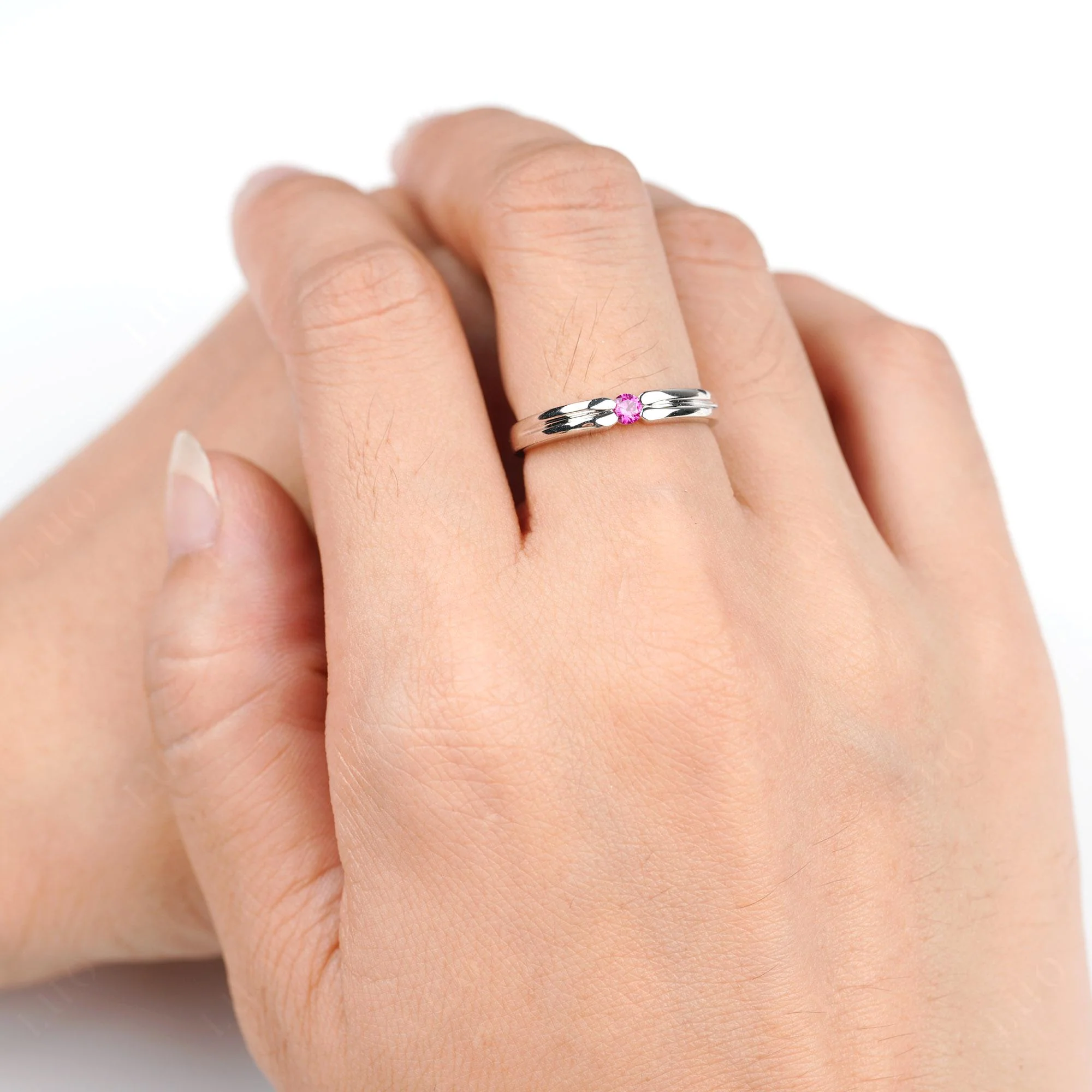 Ruby Solitaire Band Ring - Image 5