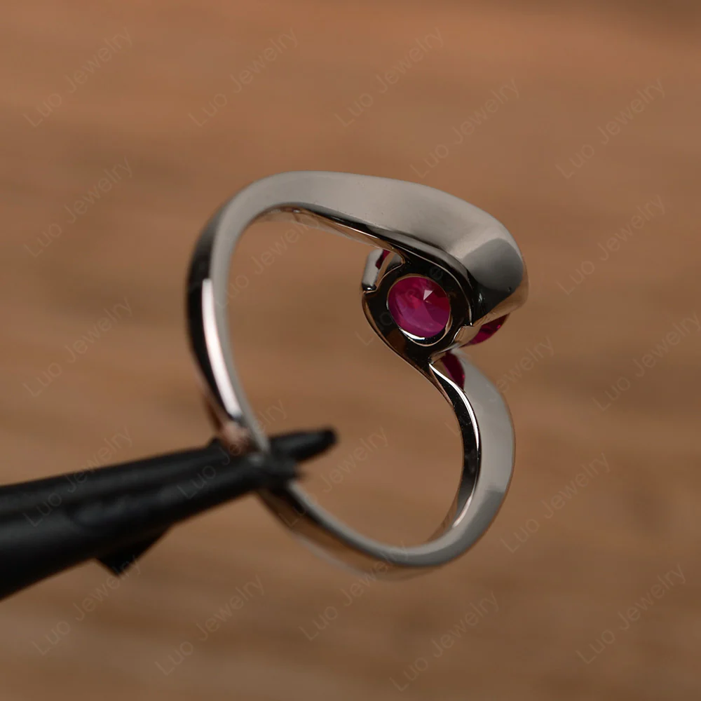 Ruby Solitaire Bezel Set Engagement Ring - Image 3