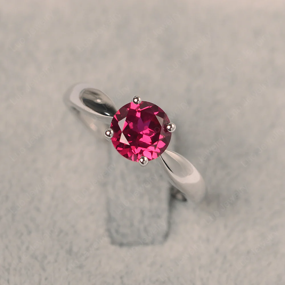 Ruby Round Solitaire Ring