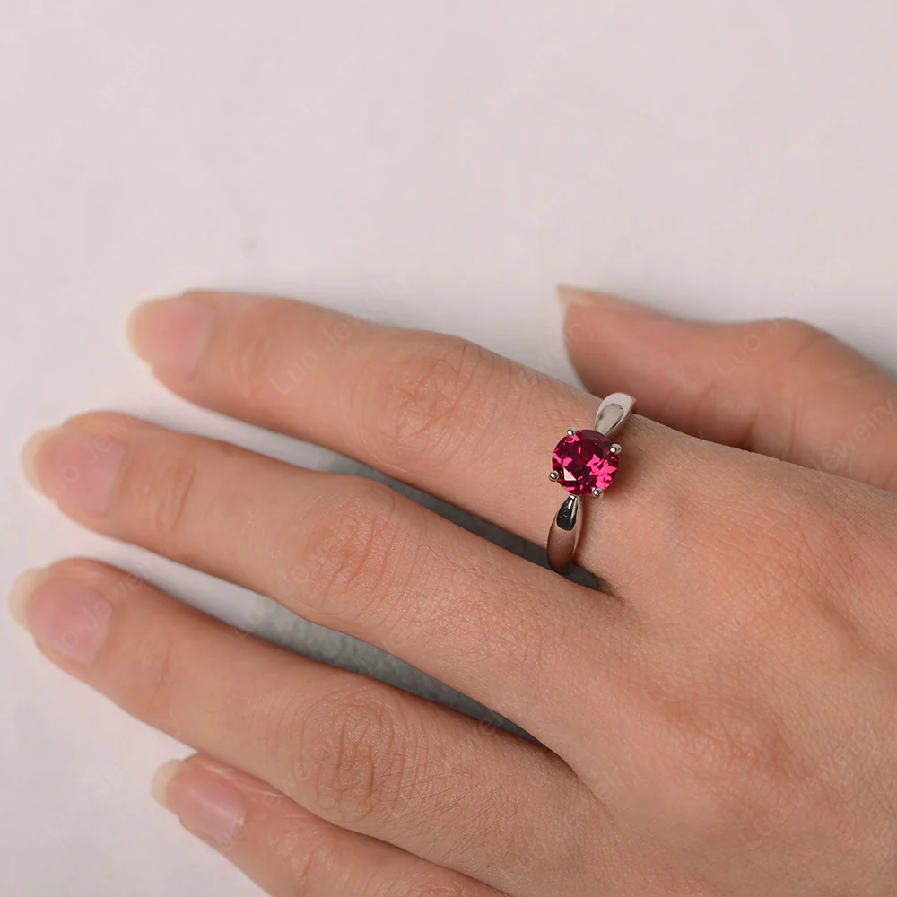 Ruby Round Solitaire Ring - Image 3