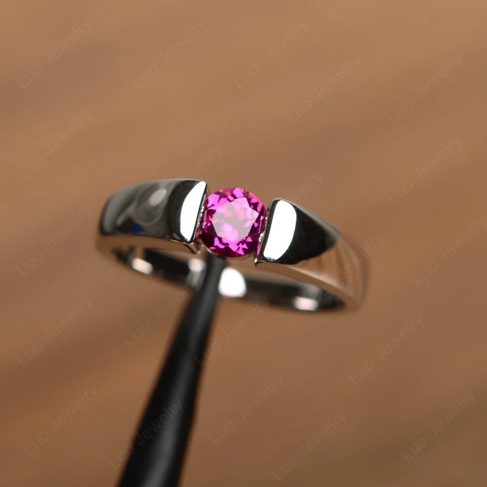 Ruby Solitaire Wide Band Ring