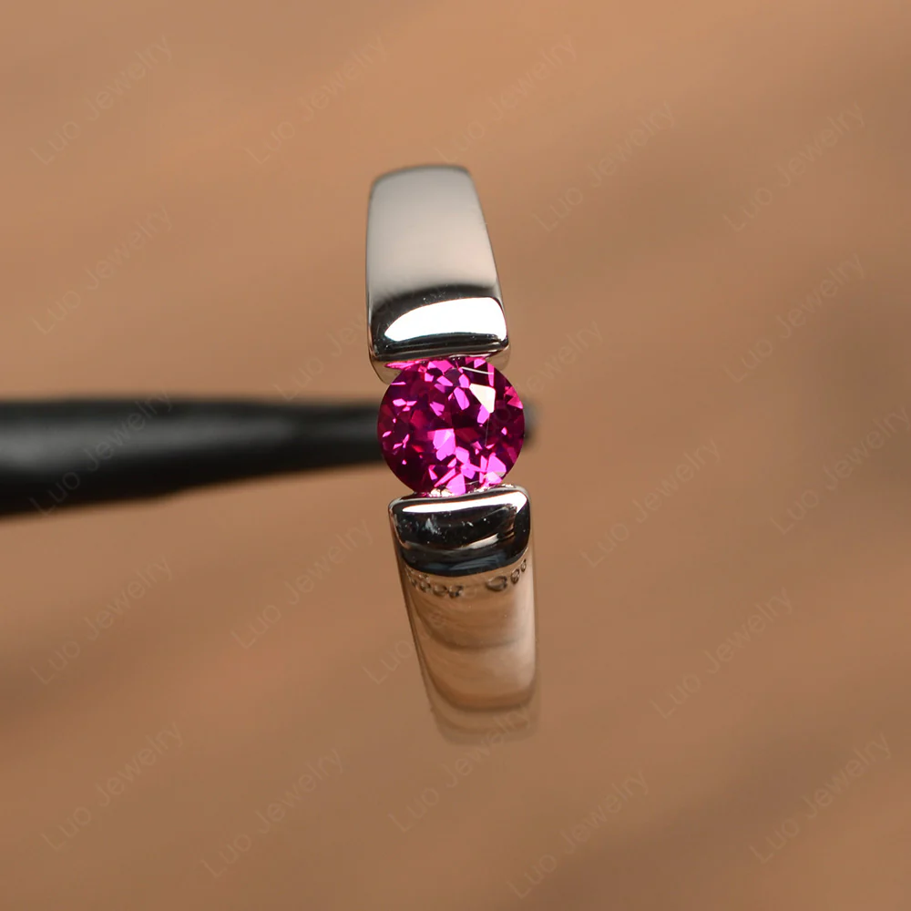 Ruby Solitaire Wide Band Ring - Image 2