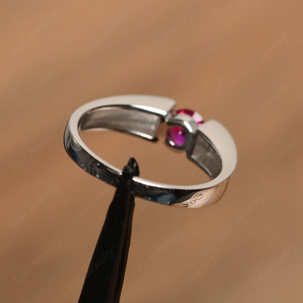 Ruby Solitaire Wide Band Ring - Image 3