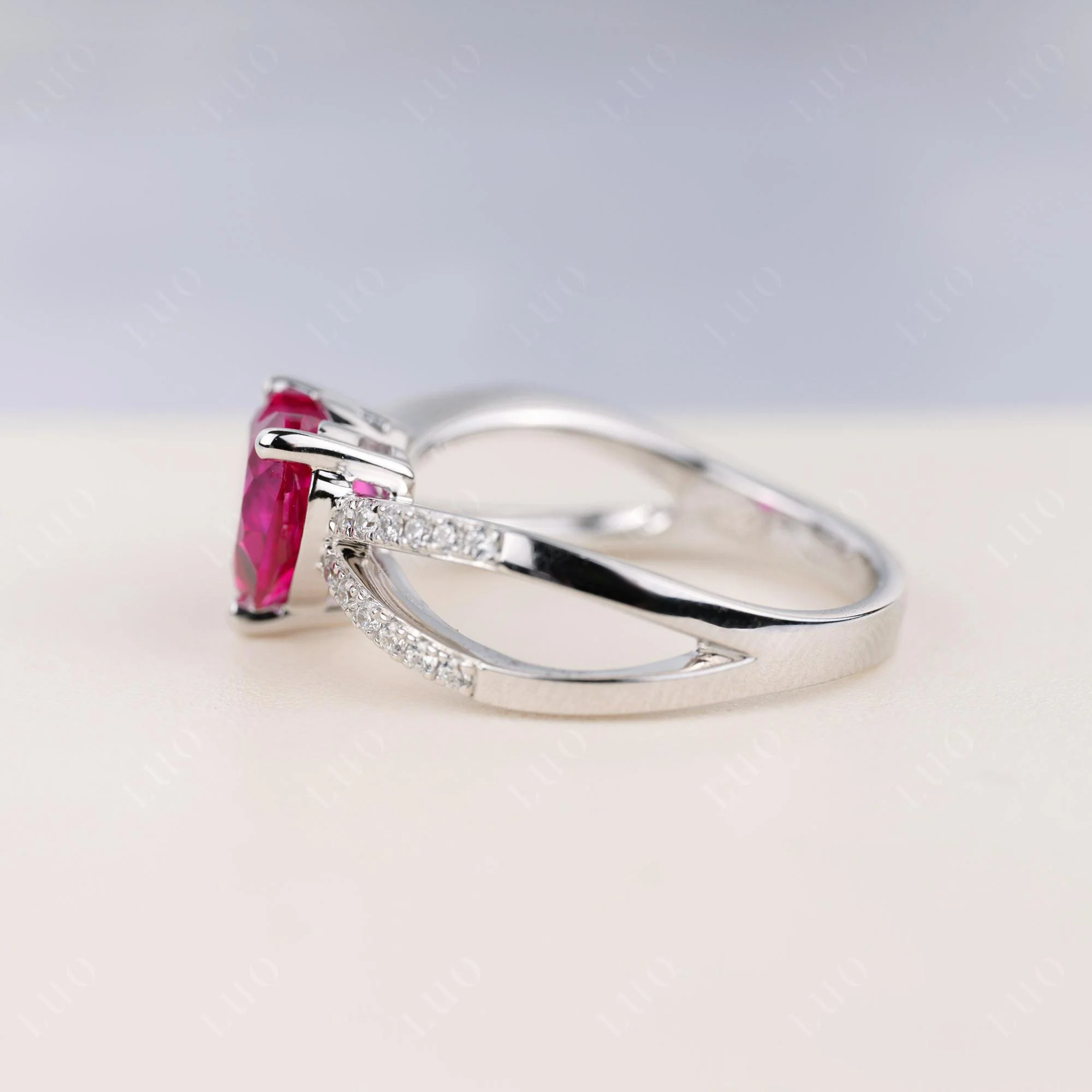 Ruby Split Band Ring - Image 3