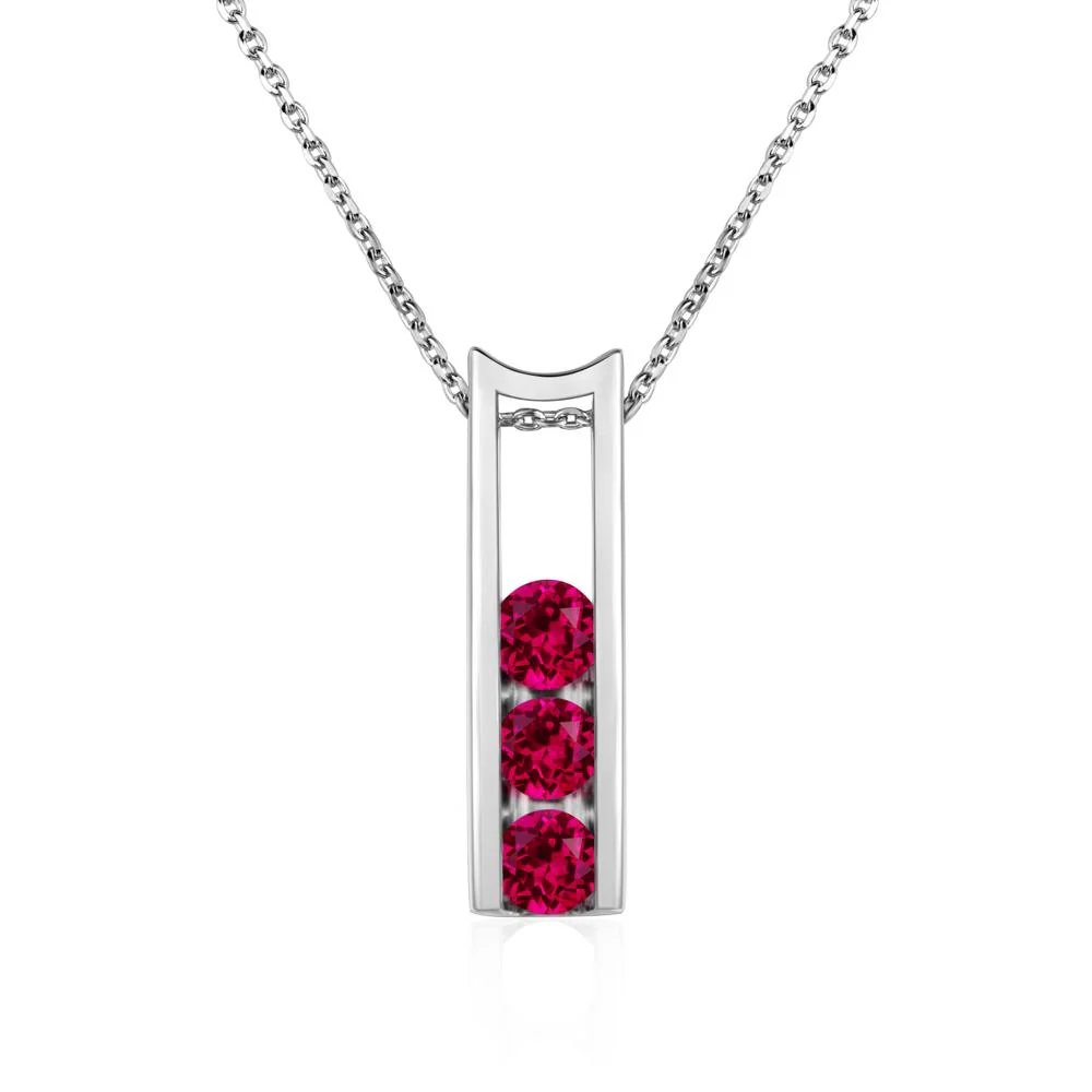 Ruby Three Stone Necklace - Image 3