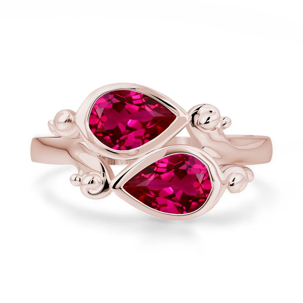 Ruby Two Stone Bezel Set Ring - Image 3