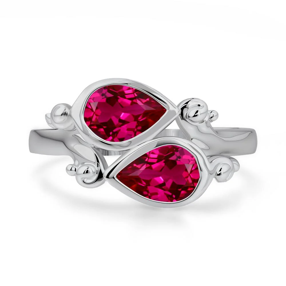 Ruby Two Stone Bezel Set Ring - Image 7
