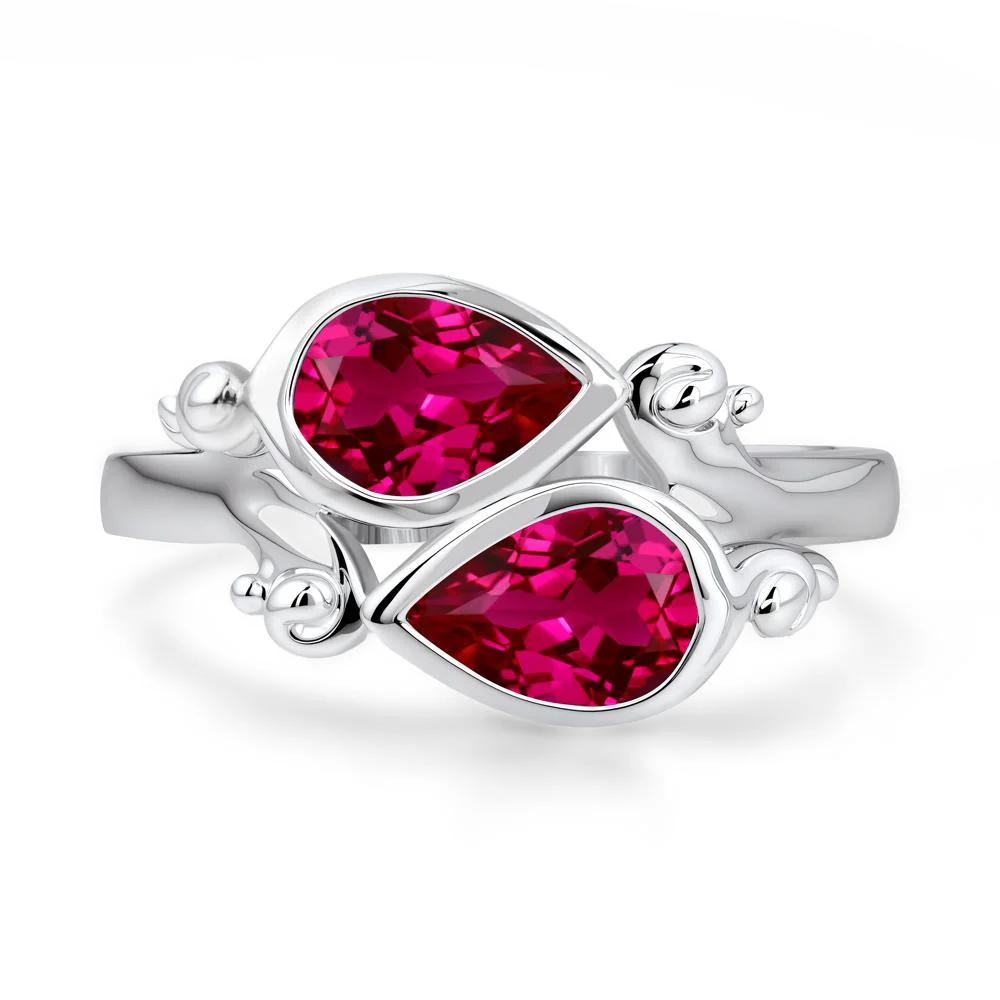 Ruby Two Stone Bezel Set Ring - Image 8