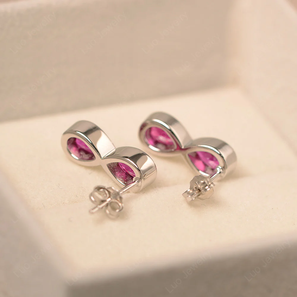 Ruby Infinity Symbol Earring - Image 3