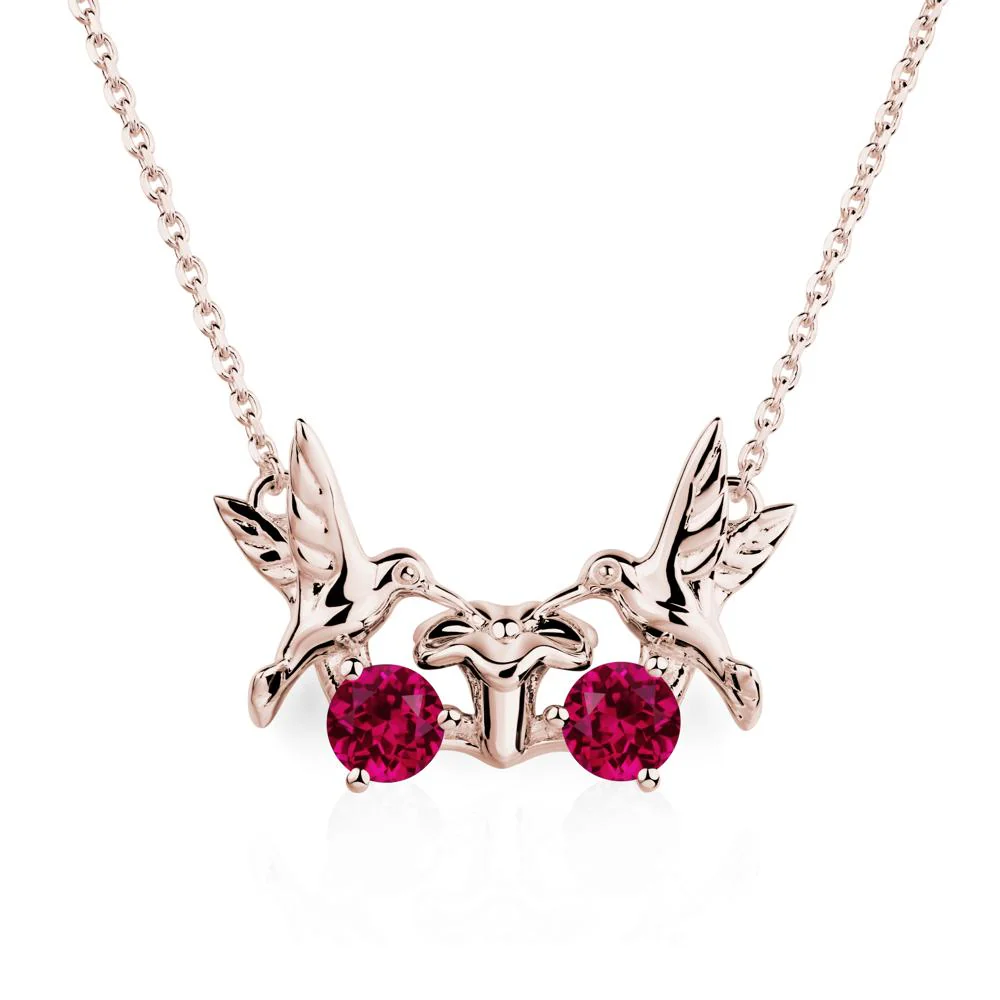Ruby Two Stone Hummingbird Necklace - Image 5