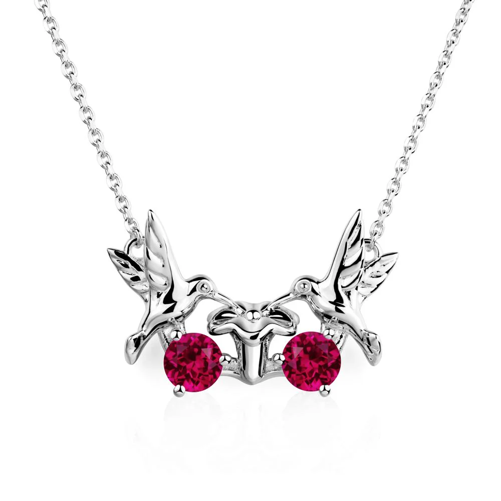 Ruby Two Stone Hummingbird Necklace - Image 7