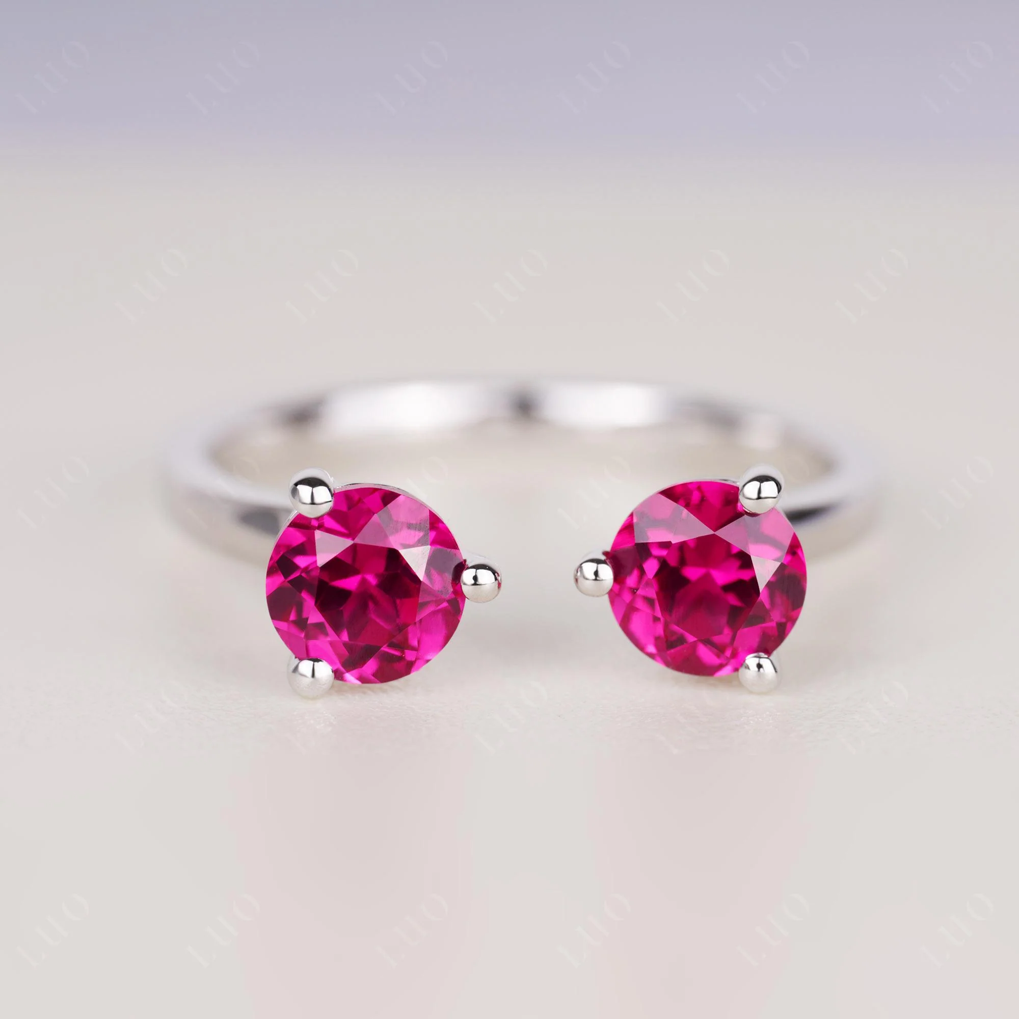 Ruby Two Stone Open Ring - Image 10