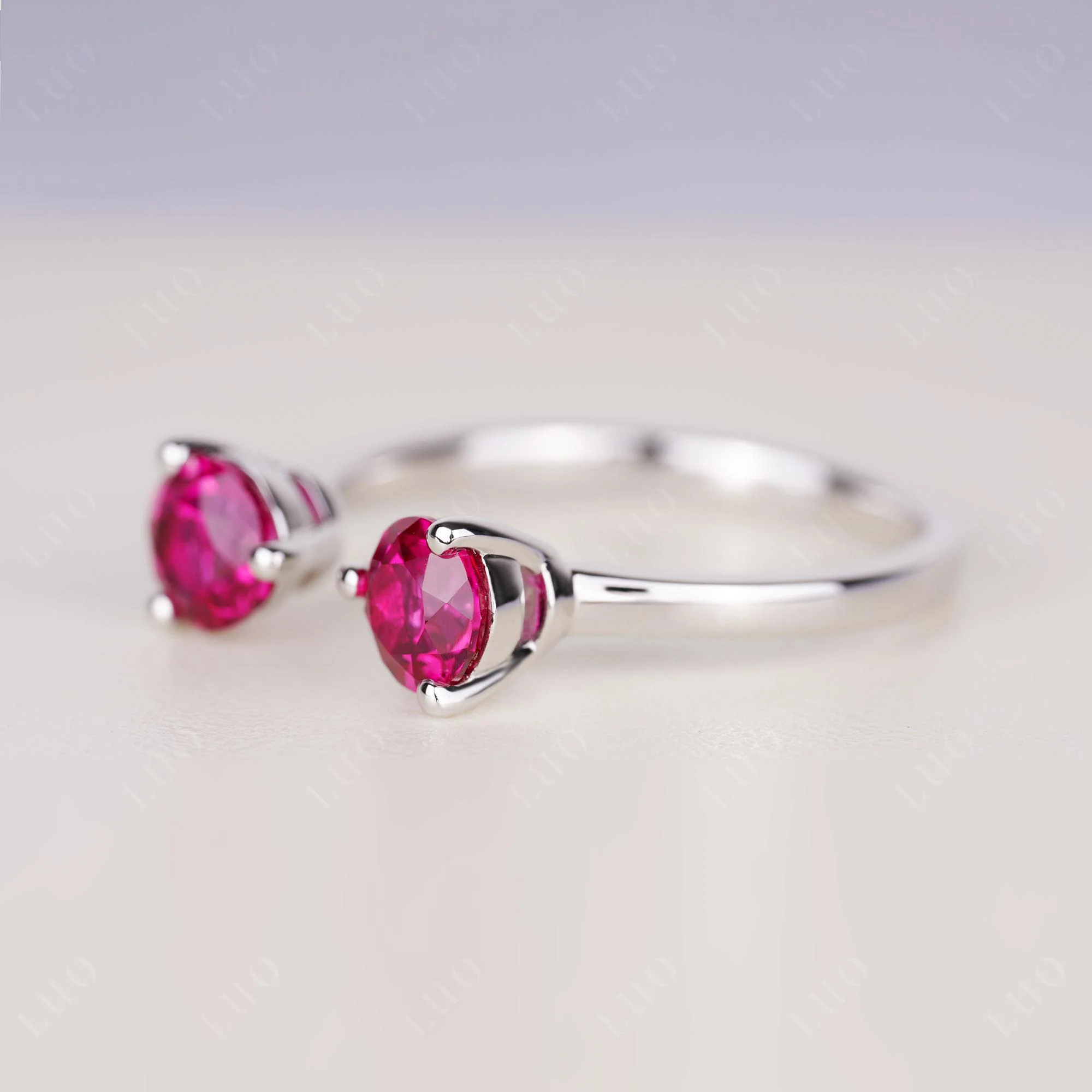 Ruby Two Stone Open Ring - Image 11