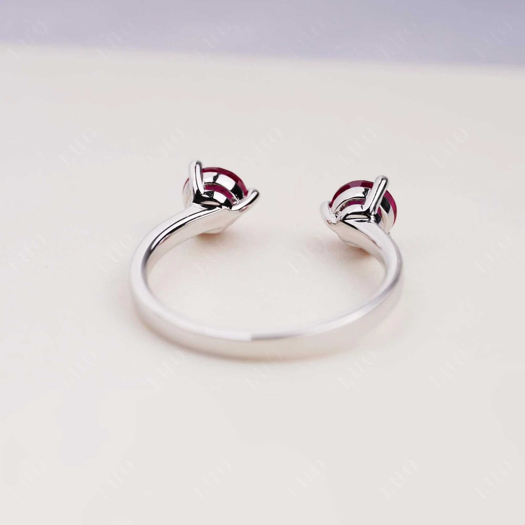 Ruby Two Stone Open Ring - Image 12