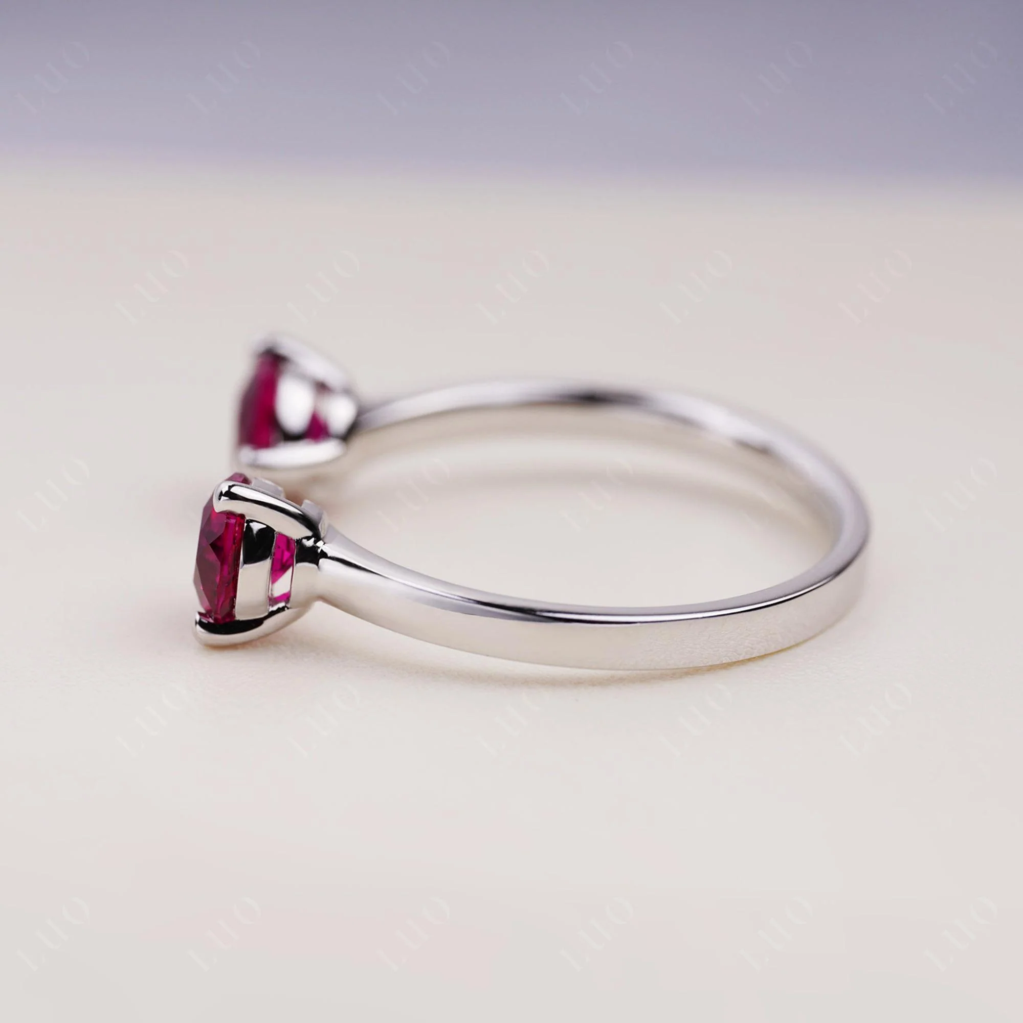 Ruby Two Stone Open Ring - Image 13