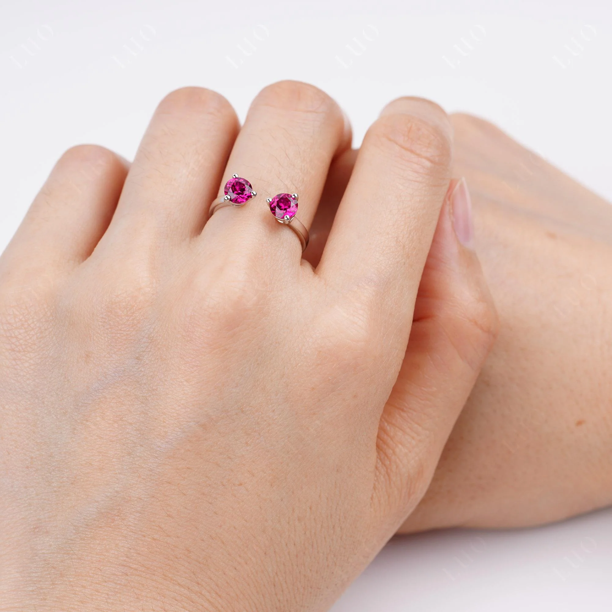 Ruby Two Stone Open Ring - Image 14