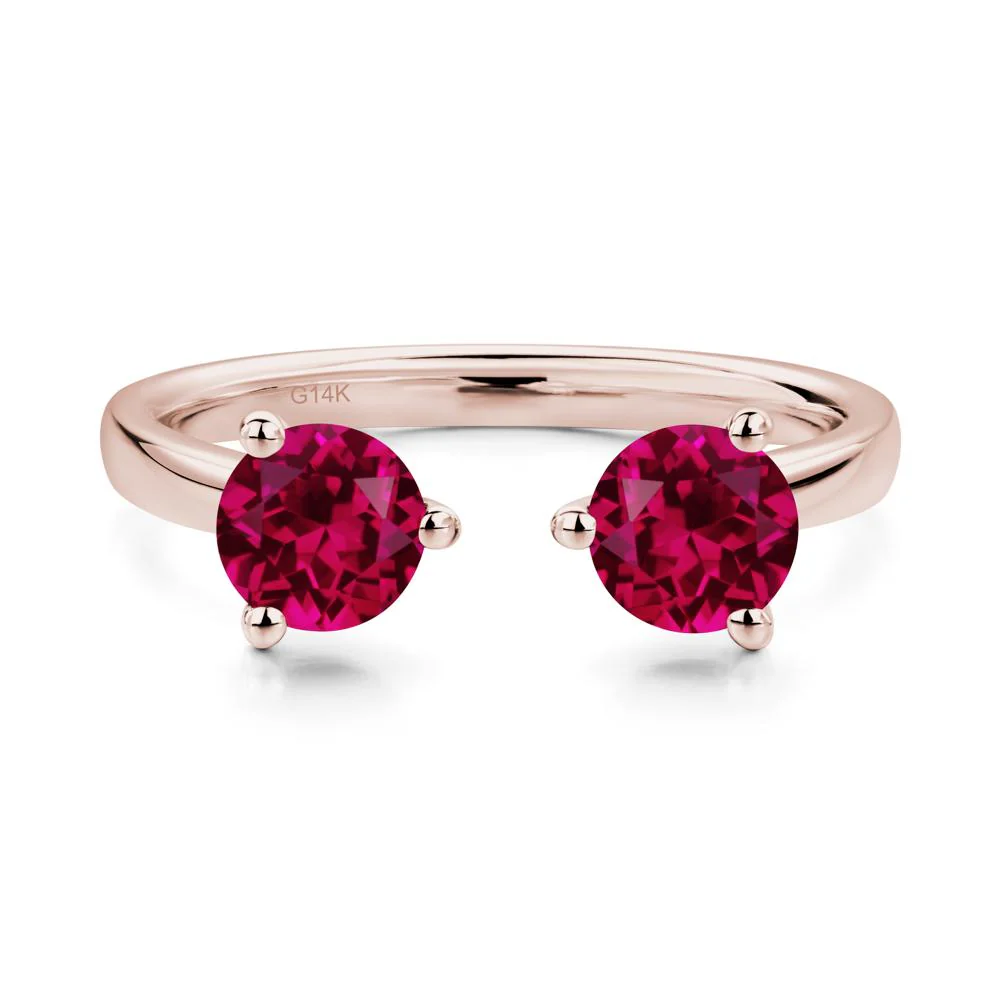 Ruby Two Stone Open Ring - Image 2