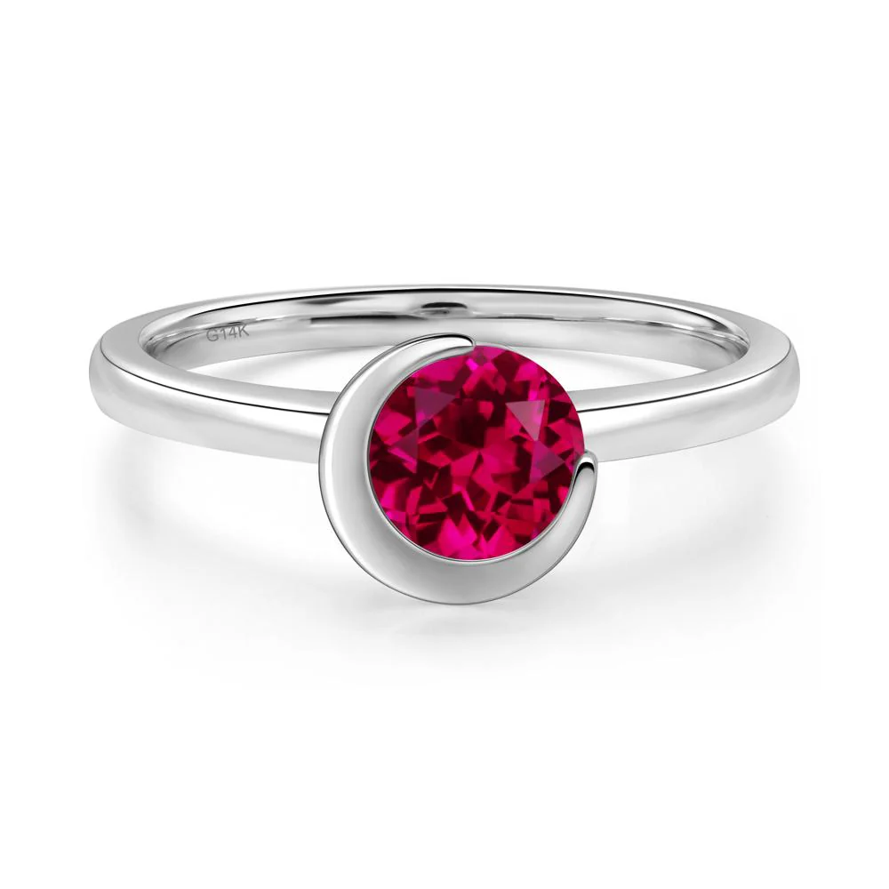 Ruby Unique Bezel Set Engagement Ring - Image 2