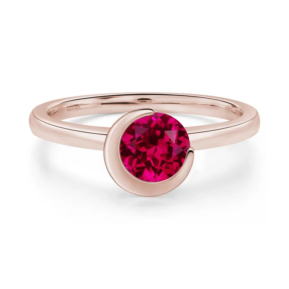 Ruby Unique Bezel Set Engagement Ring - Image 3