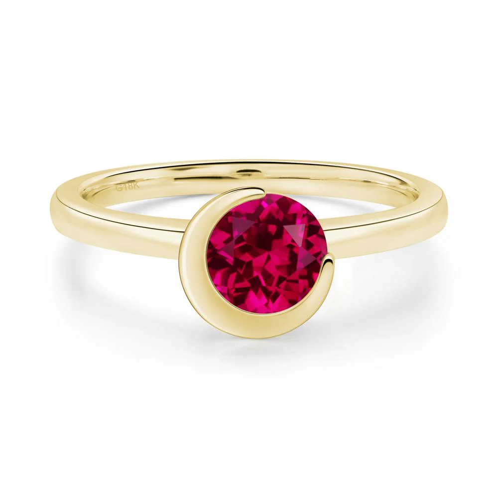 Ruby Unique Bezel Set Engagement Ring - Image 5