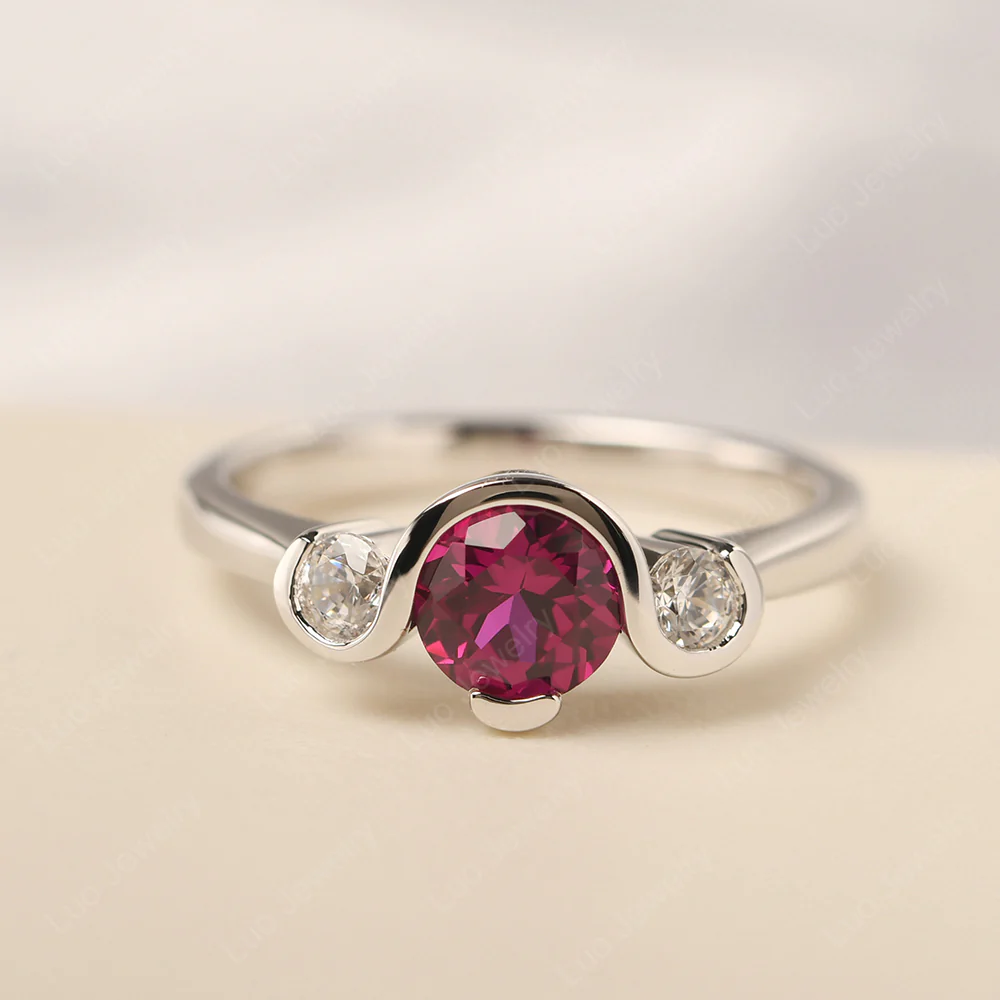 Ruby Vintage Bezel Set Engagement Ring