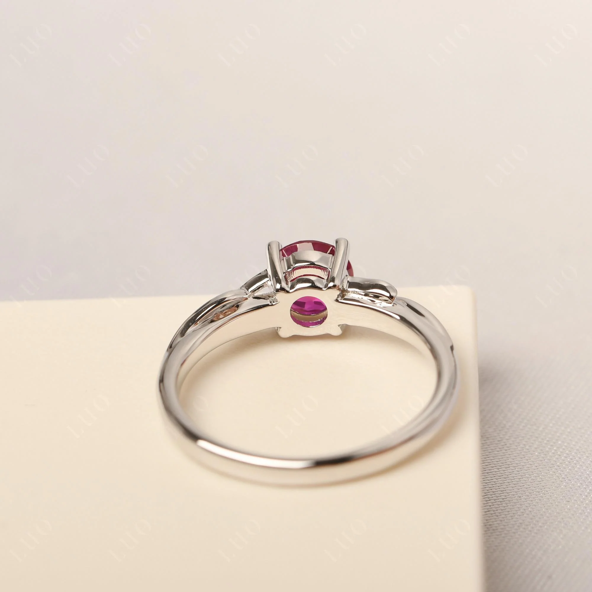 Petite Ruby Leaf Ring - Image 12