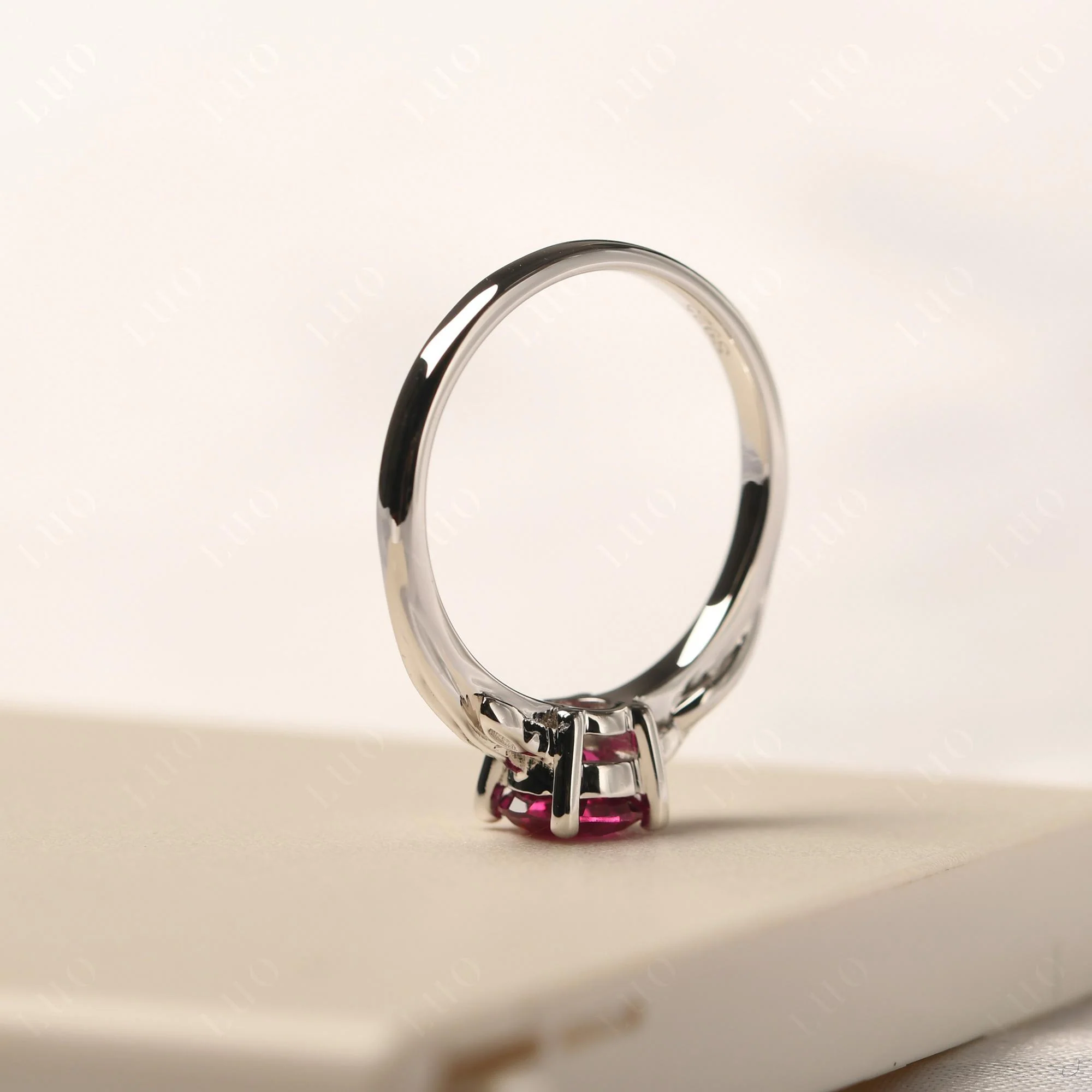Petite Ruby Leaf Ring - Image 13