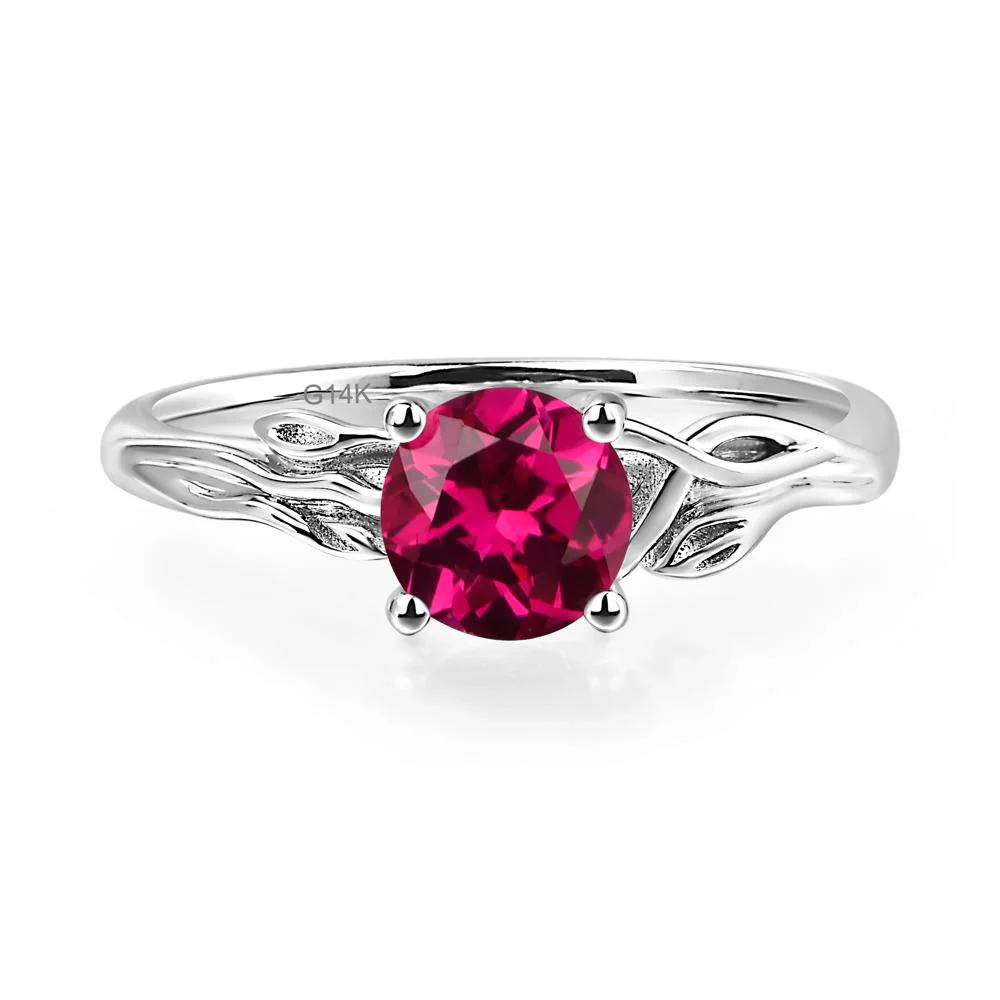 Petite Ruby Leaf Ring - Image 3